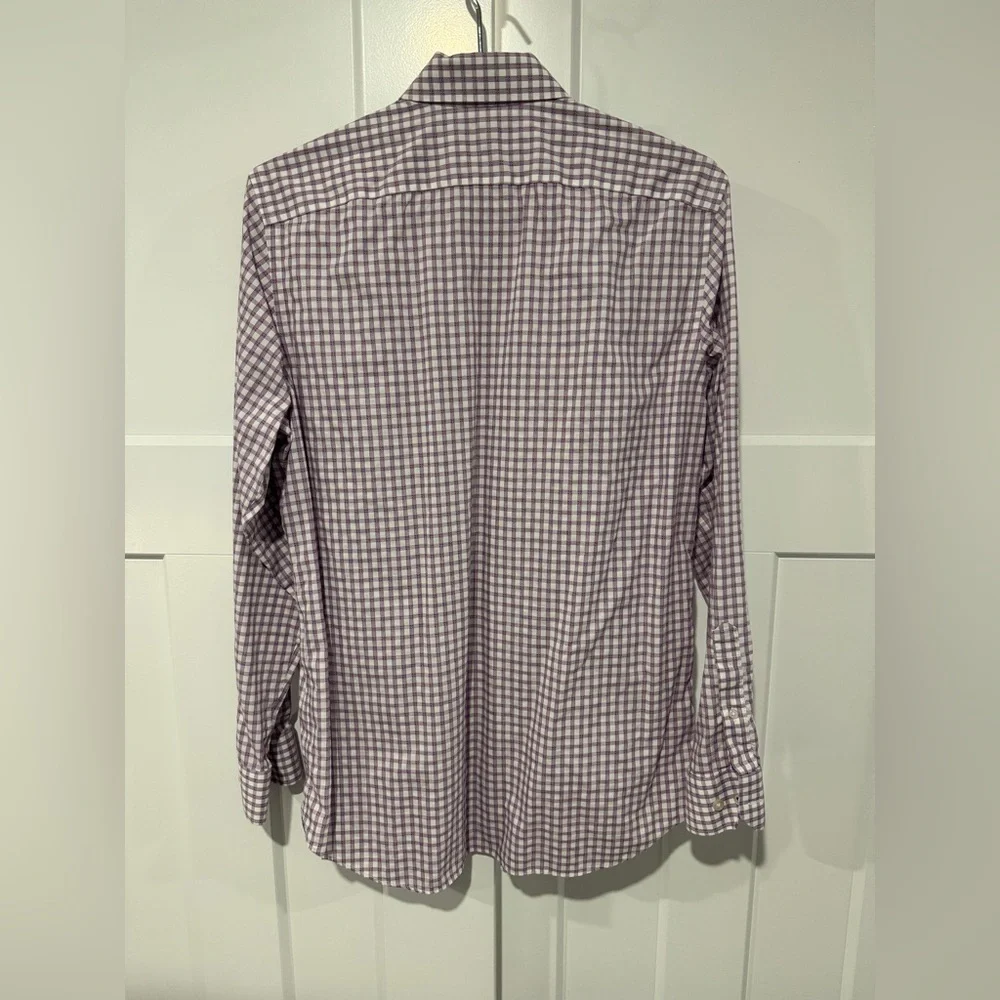 Banana Republic Non- Iron Camden Fit Purple and White Checkered Men's Shirt